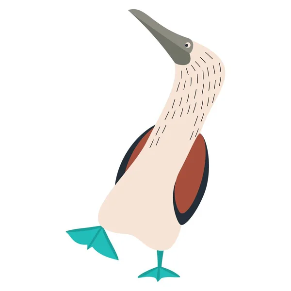 Roztomilý Kreslený Sula Nebouxii Pták Ploché Vektorové Ilustrace Izolované Bílém — Stockový vektor