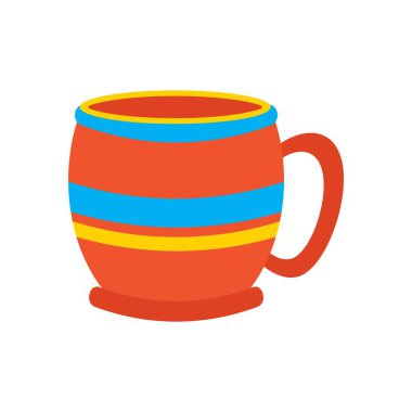 Bir kupa, süslemeli bir kupa. Ukrayna sembolleri. Düz vektör çizimi beyaz arkaplanda izole edildi.