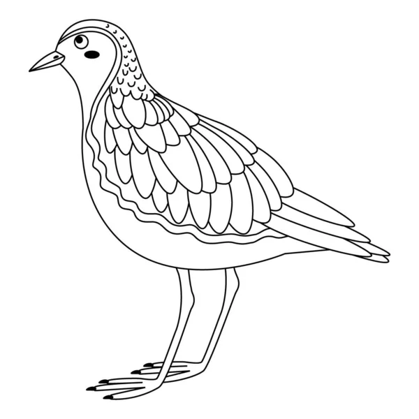 Roztomilý Kreslený Drancovaný Pták Linkové Umění Vektorové Ilustrace Izolované Bílém — Stockový vektor