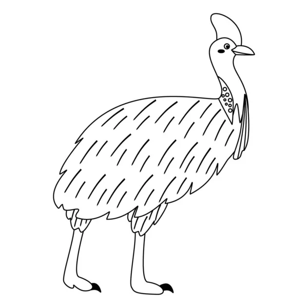 Lindo Pájaro Casuística Dibujos Animados Arte Línea Ilustración Vectorial Aislada — Vector de stock