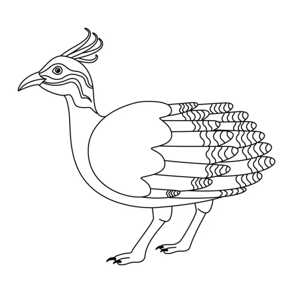 Mignon Oiseau Tinamou Crête Dessin Animé Art Linéaire Illustration Vectorielle — Image vectorielle