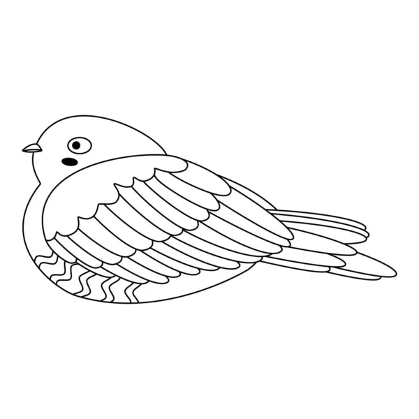 Симпатичная Мультяшная Птица Козленок Европейская Козочка Капримулгус Европейский Линейное Искусство — стоковый вектор