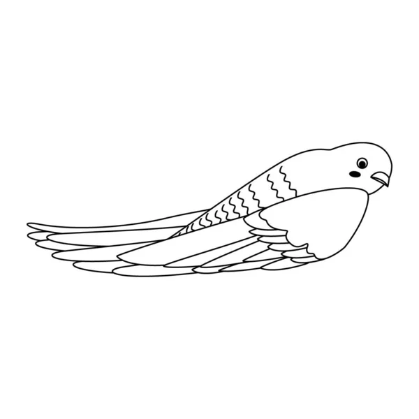 Carino Fumetto Uccello Veloce Linea Art Illustrazione Vettoriale Isolata Sfondo — Vettoriale Stock