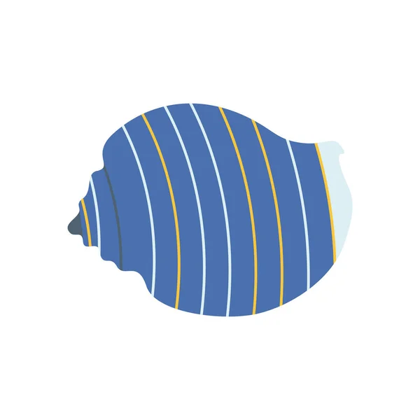 Sea Shell Water Habitant Flat Cartoon Style Векторная Иллюстрация Белом — стоковый вектор