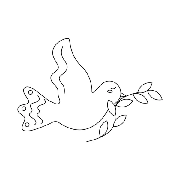 枝付きの鳥 ウクライナのシンボル 線画だ 白を基調としたベクトルイラスト — ストックベクタ