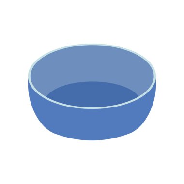 Bulaşıklar. Mavi derin tabak, kase. Düz vektör çizimi beyaz arkaplanda izole edildi.