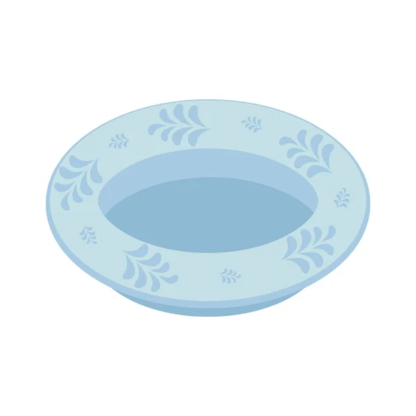 Πιάτα Πιάτο Μπολ Floral Στολίδι Επίπεδη Διανυσματική Απεικόνιση Απομονωμένη Λευκό — Διανυσματικό Αρχείο