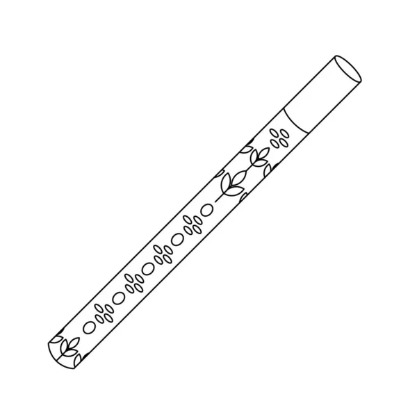 Musical Instruments Pipes Ornament Ukrainian Symbols Line Art Vector Illustration — Stock Vector