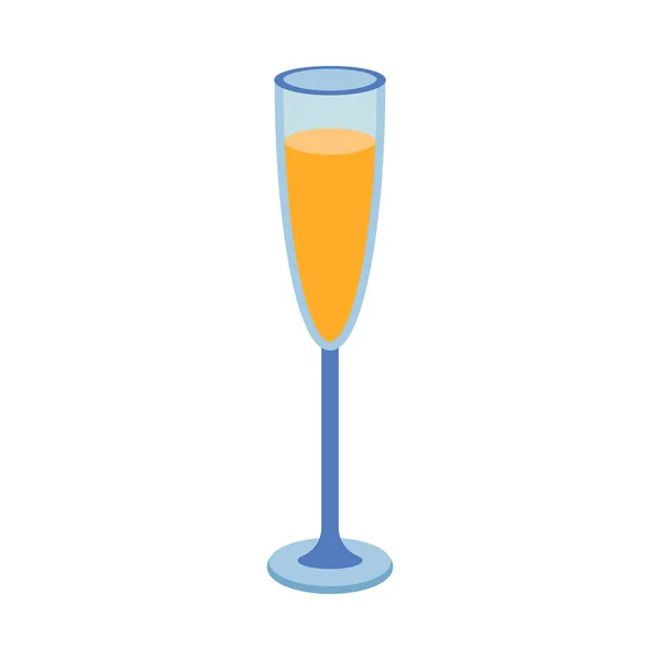 Piatti Bicchiere Champagne Con Drink Illustrazione Vettoriale Piatta Isolata Sfondo — Vettoriale Stock