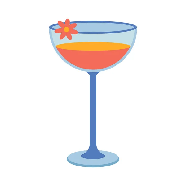 Gerichte Ein Glas Cocktail Weinglas Mit Einem Getränk Flache Vektordarstellung — Stockvektor