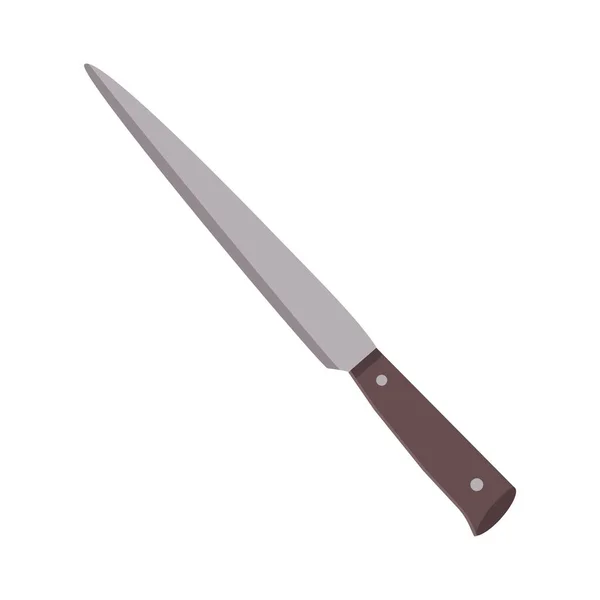 Блюда Кухонный Нож Длинным Лезвием Плоская Векторная Иллюстрация Белом Фоне — стоковый вектор