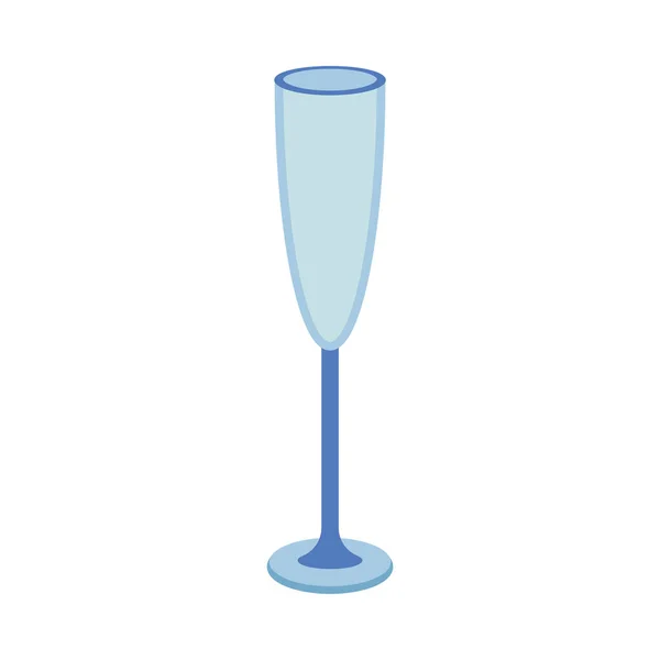 Nádobí Skleničku Šampaňské Ploché Vektorové Ilustrace Izolované Bílém Pozadí — Stockový vektor