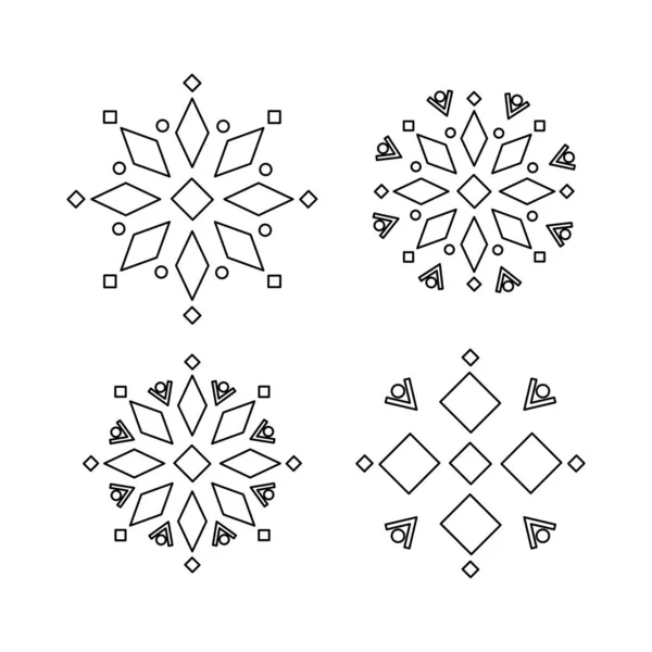 Geometric Ornaments Ukrainian Symbols Line Art Vector Illustration Isolated White — Stock Vector