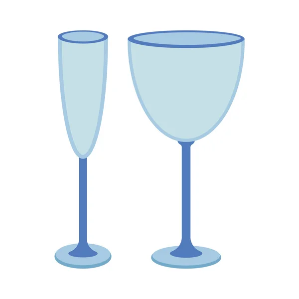 Посуд Набір Келихів Коктейлів Шампанського Келихів Плоска Векторна Ілюстрація Ізольована — стоковий вектор