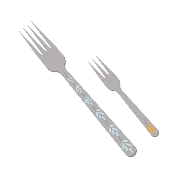 Des Plats Ensemble Ustensiles Cuisine Une Fourchette Une Fourchette Dessert — Image vectorielle