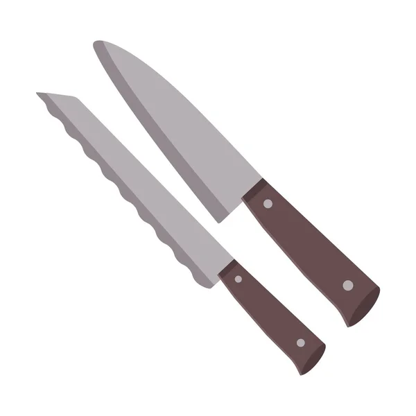 Блюда Набор Кухонных Ножей Плоская Векторная Иллюстрация Белом Фоне — стоковый вектор