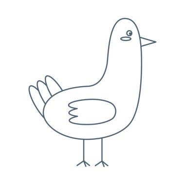 Şirin mavi martı, deniz kuşu. Çizgi çalışması. Vektör illüstrasyonu beyaz arkaplanda izole edildi.