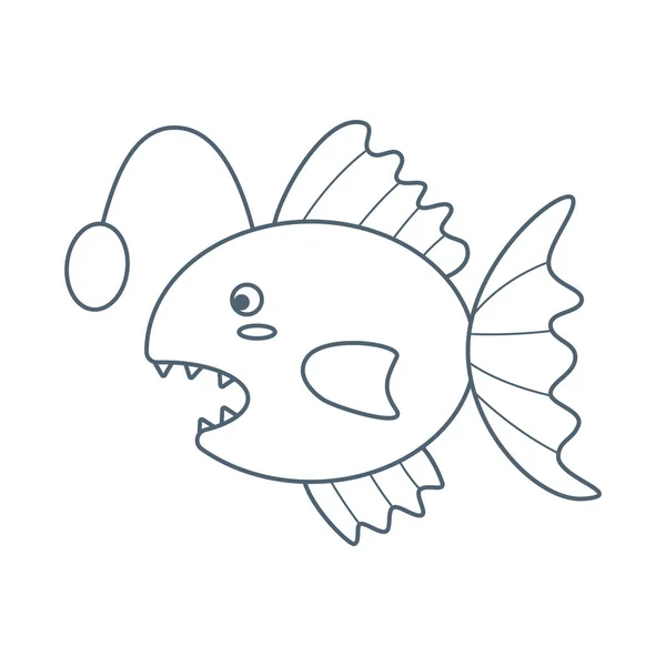 Fish European Anglerfish Sea Animal Inhabitant Sea World Cute Underwater — Stock Vector