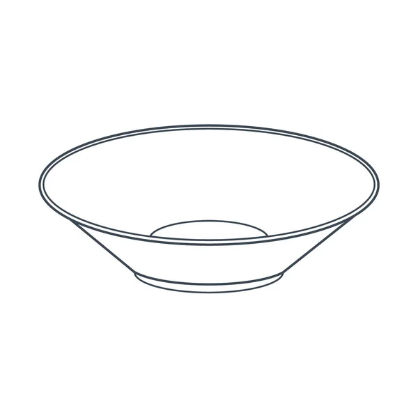 Gerichte Tiefe Schüssel Für Salat Linienkunst Vektor Illustration Isoliert Auf — Stockvektor