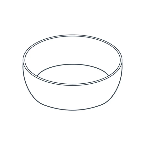 Πιάτα Βαθύ Πιάτο Μπολ Γραμμική Τέχνη Εικονογράφηση Διανύσματος Απομονωμένη Λευκό — Διανυσματικό Αρχείο