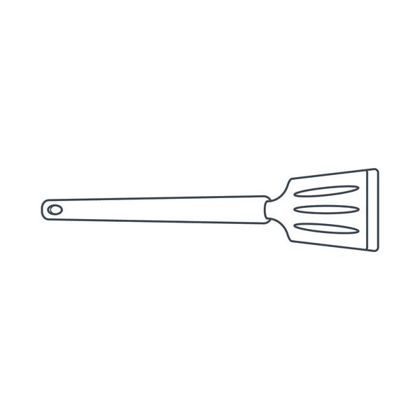 Dishes Kitchen Spatula Turning Food Line Art Vector Illustration Isolated — Stock Vector