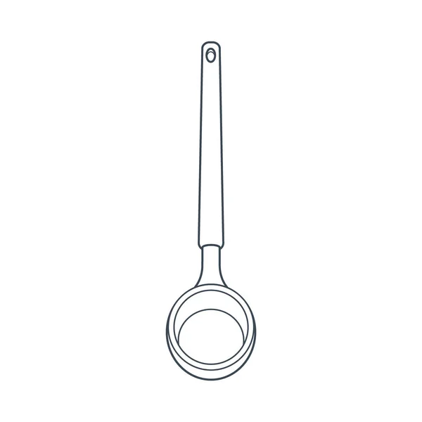 Πιάτα Μια Ξύλινη Κουτάλα Ένα Μεγάλο Κουτάλι Γραμμική Τέχνη Εικονογράφηση — Διανυσματικό Αρχείο
