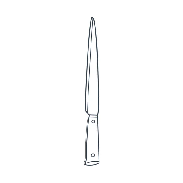 Блюда Кухонный Нож Длинным Лезвием Линейное Искусство Векторная Иллюстрация Белом — стоковый вектор