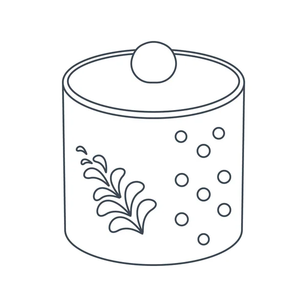 Gerichte Glas Für Zucker Gewürze Gewürze Mit Floralem Schmuck Linienkunst — Stockvektor