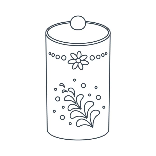 Gerichte Glas Für Zucker Gewürze Gewürze Mit Floralem Schmuck Linienkunst — Stockvektor