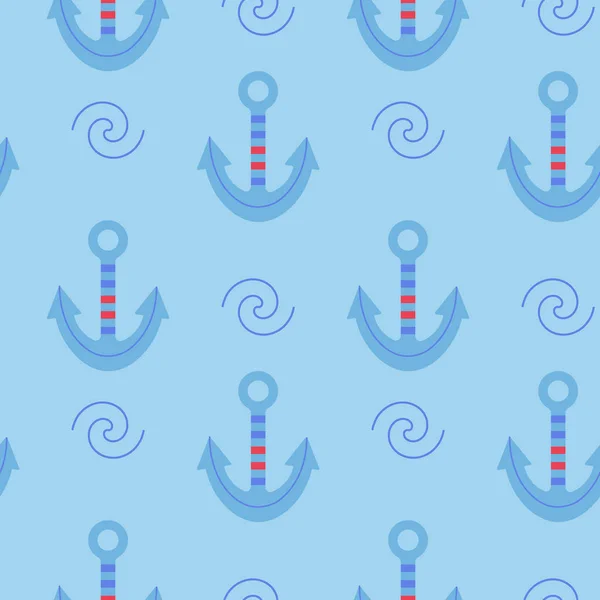 Muster Auf Meeresmotiv Mit Anker Ornament Flache Vektorabbildung — Stockvektor