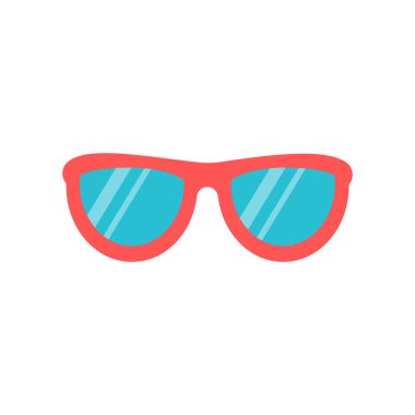 Güneş gözlüğü. Yaz gezileri için kumsal hazır. Deniz tatili için tatil aksesuarları. Düz vektör çizimi beyaz arkaplanda izole edildi.