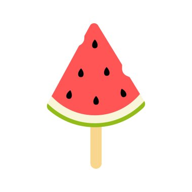 Karpuzlu dondurma. Yaz gezileri için kumsal hazır. Deniz tatili için tatil aksesuarları. Düz vektör çizimi beyaz arkaplanda izole edildi.