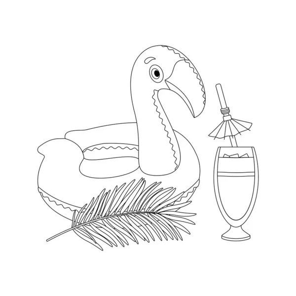 Plage Prête Pour Des Excursions Estivales Cocktail Feuilles Palmier Cercle — Image vectorielle