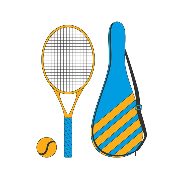 Ракетка Мяч Большого Тенниса Крышка Теннисных Ракеток Разное Спортивное Оборудование — стоковый вектор
