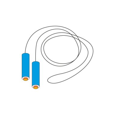 İp atlama. Çeşitli spor aletleri. Fitness envanteri, spor aksesuarları. Beyaz arkaplanda izole edilmiş düz vektör illüstrasyonu.