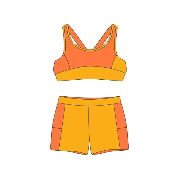 Sportovní Tričko Kraťasy Sportovní Oblečení Různé Sportovní Vybavení Fitness Inventář — Stockový vektor