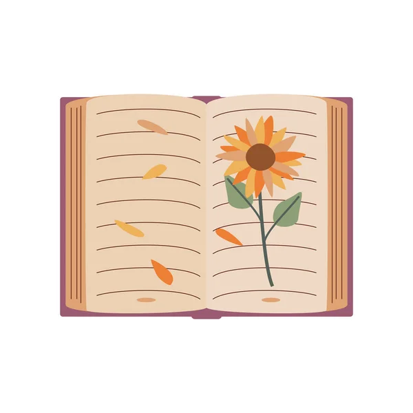 Βιβλίο Γεια Σου Φθινόπωρο Στοιχείο Φθινοπωρινής Εποχής Επίπεδη Διανυσματική Απεικόνιση — Διανυσματικό Αρχείο