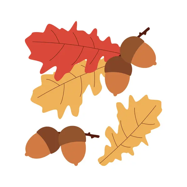 Acorn Hello Autumn Autumn Season Element Icon Flat Vector Illustration — Stock Vector