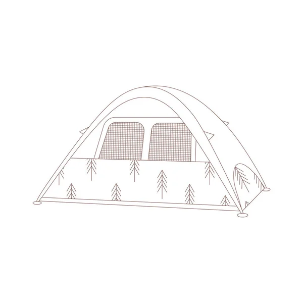 テントだ キャンプやハイキングのために描かれた要素 荒野の生存 ハイキング 屋外レクリエーション 白い背景に隔離された平らなベクトル図 — ストックベクタ