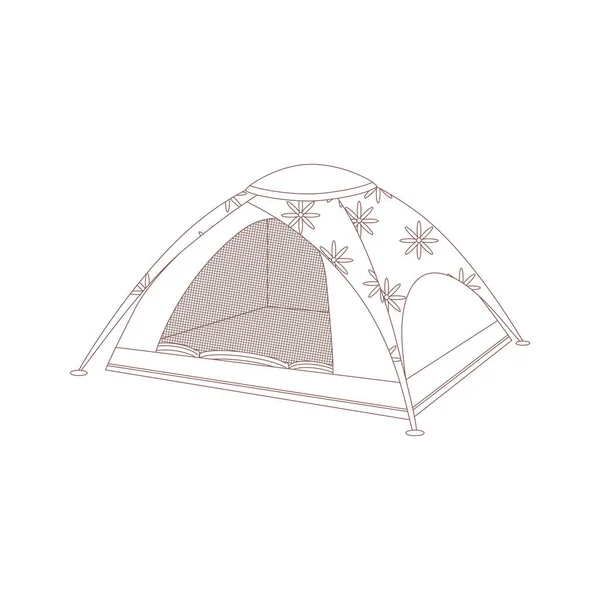 Une Tente Eléments Dessinés Pour Camping Randonnée Sauvage Survie Voyage — Image vectorielle