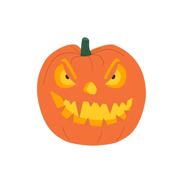 Zucche Halloween Vacanza Autunnale Una Zucca Con Sorriso Scolpito Illustrazione — Vettoriale Stock
