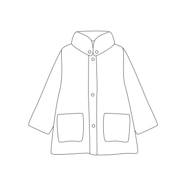 Yağmurluk. Merhaba sonbahar. Sonbahar mevsimi elementi, ikon. Düz vektör çizimi beyaz arkaplanda izole edildi. Satır sanatı.