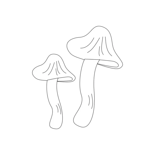 蘑菇Mushroom 秋天元素 白色背景上孤立的平面矢量图解 线条艺术 — 图库矢量图片