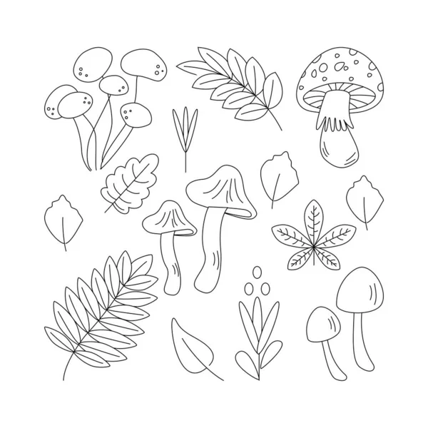 Cogumelos Folha Olá Outono Elemento Época Outono Ícone Ilustração Vetorial — Vetor de Stock