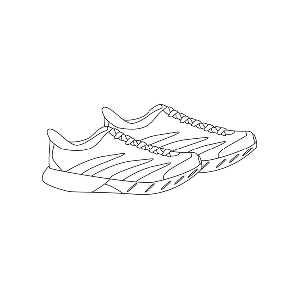 Sneakers Olika Sportutrustning Träningsinventering Träningstillbehör Linjekonst Platt Vektor Illustration Isolerad — Stock vektor