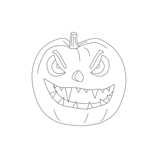 Halloween Kürbisse Herbstferien Ein Kürbis Mit Einem Geschnitzten Lächeln Flache — Stockvektor