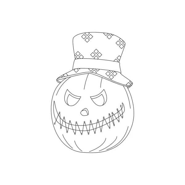 Abóboras Halloween Férias Outono Uma Abóbora Com Sorriso Esculpido Chapéu — Vetor de Stock