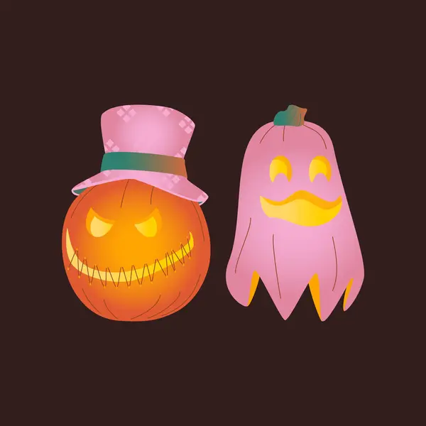 Halloweenpompoenen Herfstvakantie Een Pompoen Met Een Gesneden Glimlach Platte Vectorillustratie — Stockvector