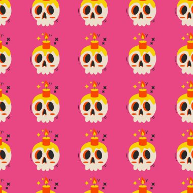 Cadılar Bayramı vektör deseni. Sonsuz doku duvar kağıdı, dolgu kalıbı ve arkaplan için kullanılabilir. Çizgi film vektör illüstrasyonu.