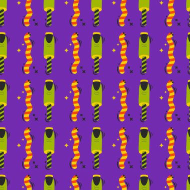 Cadılar Bayramı vektör deseni. Sonsuz doku duvar kağıdı, dolgu kalıbı ve arkaplan için kullanılabilir. Çizgi film vektör illüstrasyonu.